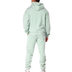 Ensemble de sweat-shirts à capuche vert menthe pour homme, en coton molletonné, coupe ample, décontracté, pour l'automne, couleur unie, avec poche - Product Image 3