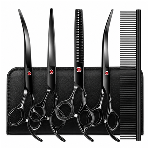 5 Piece Dog Grooming Kit, Professional Stainless Steel Dog Grooming Scissors with Curved Sharp Durable <b>Pet</b> Shears for Dogs Cats - Product Image 3