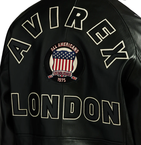 Genuine Leather Bomber <b>Jacket</b> Streetwear <b>Rhinestone</b> Embroidery Patchwork Front Logo Custom Avirex Style Men's Winter Supplier - Product Image 2