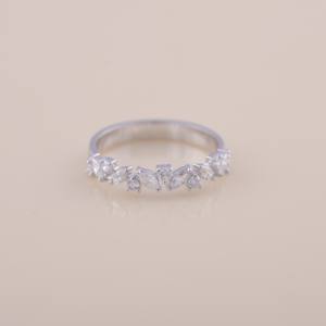 IGI Certified Marquise & Round Diamond Half Eternity Ring in <b>Solid</b> 925 Sterling <b>Silver</b> - Product Image 1
