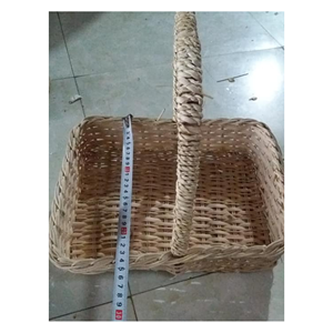 Plateau de service rond en rotin naturel écologique de haute qualité avec poignées, panier en osier tressé, plateau à fruits multifonction - Product Image 1
