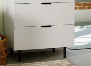 Wholesale Modern <b>Tall</b> White Storage <b>Cabinet</b> with Double Doors and Two Drawers Minimalist Floor Standing Organizer for Living - Product Image 2
