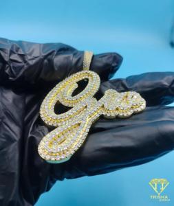 Iced Out <b>Initial</b> NAME <b>Pendant</b> Hip Hop Bling Necklace Gold Tone Custom Letter Chain Luxury Statement Jewelry - Product Image 1