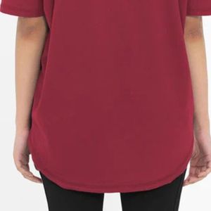 เสื้อยืดโอเวอร์ไซส์สำหรับผู้หญิง Burgundy Flow Bat Tee เสื้อยืดคอกลมแขนสั้นสไตล์ลำลองพรีเมียมทรงหลวมสไตล์แบทวิงเนื้อผ้านุ่มเบา - Product Image 5