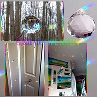 Prisme en boule de cristal transparente, attrape-soleil suspendu, sphère en verre pour la décoration intérieure et le Feng Shui