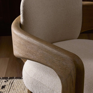 Chaise de salle à manger rembourrée moderne avec pieds en bois massif, fauteuil à dossier haut en velours pour salle à manger ou hôtel - Product Image 6