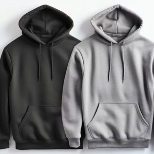 เสื้อฮู้ดซิปสีเทาอ่อนแบบยูนิเซ็กซ์ ทรงโอเวอร์ไซส์ สีพื้น ผ้าฝ้ายเฟรนช์เทอร์รี่ มีกระเป๋าหน้า เหมาะสำหรับฤดูหนาว เป็นมิตรต่อสิ่งแวดล้อม - Product Image 1