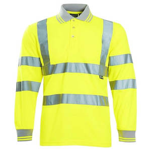 Polo de travail haute visibilité pour homme avec bandes réfléchissantes et manches longues contrastantes - Product Image 3