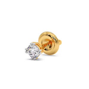 Boucles d'oreilles classiques solitaires en diamant rond - Product Image 2
