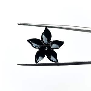 Pendentif Fleur en Onyx Noir Naturel Sculpté à la Main, Pierre Précieuse de 18 MM, Breloque Fleur en Cristal pour la Fabrication de Bijoux, Vente en Gros - Product Image 2