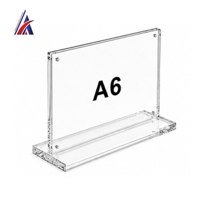 Malaysia Seller Modern Premium Acrylic T Stand Magnetic A6 Landscape Clear Double Sided Desk <b>Display</b> <b>Rack</b> - Product Image 6