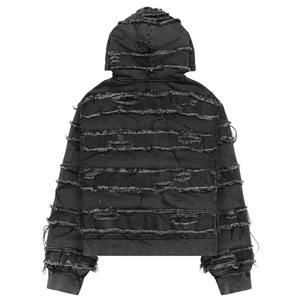 Hoodie pour homme vintage style streetwear, sur mesure, avec coutures inversées, coupe ample, effet usé, lavage à l'acide - Product Image 2