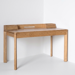Escritorio de Madera de Teca Natural con Organizador Elevado y Cajones para Habitaciones de Hotel, Muebles para Proyectos Comerciales, Indonesia - Product Image 3