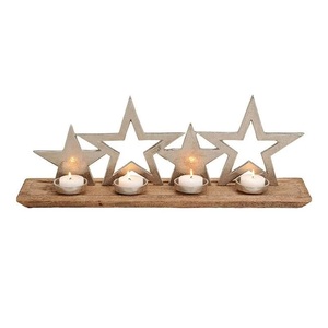 Elegante candelabro decorativo de madera con diseño de ciervo y árbol, para velas de té, con opciones de personalización para Navidad. - Product Image 3