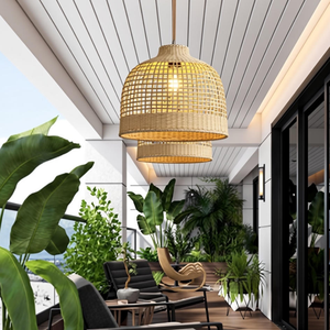 Lámpara Colgante de Ratán Hecha a Mano de Lujo, Lámpara Colgante de Bambú Grande, Lámpara de Techo Tejida Geométrica para Vestíbulo de Villa, Hostelería - Product Image 2