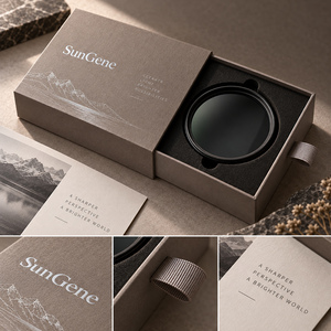 Custom Taupe Silver Drawer <b>Box</b> for Premium Camera Lens Filters with Layered Protective Insert - Product Image 6