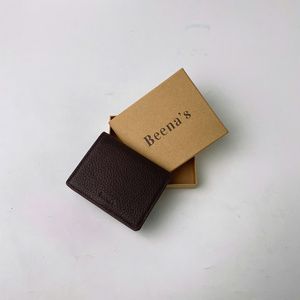 Genuine Leather Slim Wallet with Button Closure Unisex Card Holder Minimalist Design <b>Brown</b> Color Large Capacity RFID Protection - Product Image 2