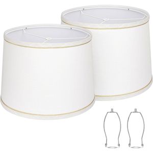 Set di 2 Paralumi in Tessuto Bianco per Lampade da Tavolo e da Terra per Arredamento Casa - Product Image 1