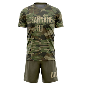 Uniforme de Fútbol Personalizado con Estampado de Camuflaje Vegas Gold-Olive por Transferencia Térmica, Jersey de Alta Calidad y Transpirable - Product Image 3