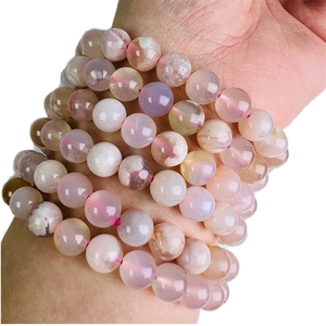Pulsera de Cristal Natural Pulido con Diseño de Flor de Cerezo para Mujer, Tema de Amor, Arte, Oferta Especial - Product Image 2