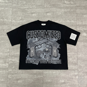 Camiseta Negra Personalizada para Hombre, Estilo Punk, Estampado de Calaveras, Cuello Redondo, Corte Regular, Algodón Jersey - Product Image 4