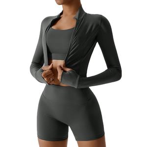 Conjunto de sujetador deportivo de yoga sin costuras, con un solo hombro descubierto, de tela transpirable antibacteriana, de alto soporte, de Spandex/Nylon, de 2 piezas. - Product Image 2