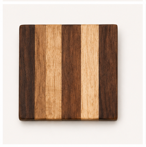Handcrafted Striped Solid Wood Coasters Set Of 4 Premium <b>Walnut</b> and Acacia Dual-Tone Square Drink Coasters For <b>Coffee</b> <b>Table</b> Mats - Product Image 4