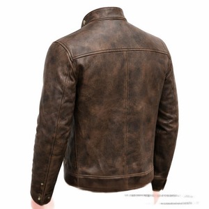 Veste de moto en cuir marron vintage, qualité supérieure, élégante, durable, coupe-vent, écologique, broderie 3D pour la mode unisexe - Product Image 6
