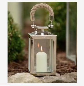 Lanterne à bougie en verre et acier inoxydable au design antique, finition premium pour Noël, mariages, lanternes décoratives suspendues - Product Image 1