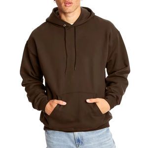 Men's <b>Brown</b> Hooded Sweatshirt Regular Fit Cotton <b>Fleece</b> Casual Pullover Solid Color Autumn Wear Custom Men Hoodie Factory - Product Image 4