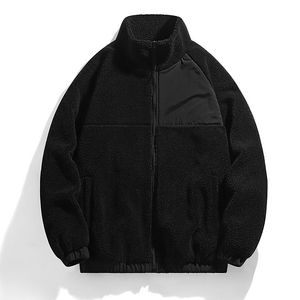 Unisex Custom Logo Raglan Zip-up Sherpa Fleece <b>Jacket</b> Soft <b>Warm</b> Cozy Outer Wear Stand Collar Casual Loose Style for Winter - Product Image 3