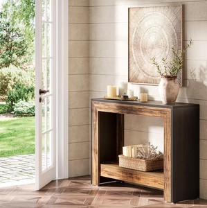 Mesa Consola Moderna de Madera Maciza con Estante de Almacenamiento, Diseño Rústico, Mueble para Entrada o Sala de Estar - Product Image 3