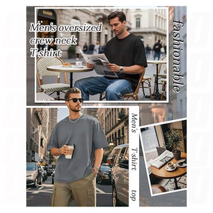 เสื้อยืดโอเวอร์ไซส์ผู้ชาย แขนสั้น คอกลม เสื้อยืดพื้นฐาน ลำลอง ฤดูร้อน ทรงหลวม สตรีทแวร์ แฟชั่นสวมใส่สบาย - Product Image 2