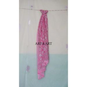 Pareo Indio Hecho a Mano 100% Algodón Orgánico con Estampado Floral Rosa Personalizado, Ropa de Playa de Verano, Cubierta de Baño con Borde Decorativo - Product Image 6