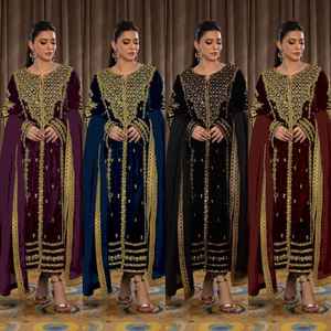 BLOSSOM FABRIC - Conjunto de Fiesta para Mujer, Diseño Pakistaní, Top de Terciopelo con Dupatta, Bordado Intenso, Parte Inferior Completamente Cosida, Patrones Elegantes 4 - Product Image 2