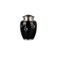 Urne funéraire moderne de luxe en acier inoxydable noir avec motif de patte pour chiens, forme carrée, vase commémoratif hermétique