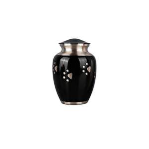 Modern Luxury Black Stainless Steel Pet Urn with Paw Print Design for Dogs <b>Square</b> Shape Airtight Memorial <b>Vase</b> - Product Image 3