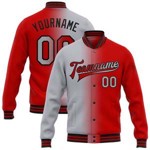 แจ็คเก็ตทีม Letterman สไตล์เบสบอลแบบมีกระดุมแป๊ก สั่งทำได้ตามต้องการ พร้อมปักชื่อ หมายเลข และโลโก้  ขายดี  รับผลิตแบบ OEM ขายส่ง - Product Image 1