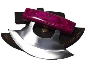 Couteau Ulu en carbone fait main sur mesure avec manche en résine – Couteau de chef premium à lame oscillante, couteau d'extérieur - Product Image 4