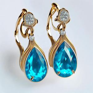 925เงินสเตอร์ลิงออกแบบไม่ซ้ำกันต่างหูชุบทองพลอยควอตซ์สไตล์โมนาลิกาเครื่องประดับแฟชั่น - Product Image 2