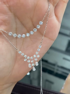 สร้อยคอทองคำขาว 14K ประดับเพชรทรงหยดน้ำเพียร์คัท ดีไซน์คลีโอพัตรา ของขวัญสำหรับผู้หญิง สไตล์คริสเตียนทันสมัย พร้อมใบรับรอง IGI - Product Image 3