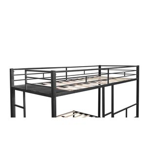 Lit superposé triple avec structure métallique robuste, lattes en bois anti-bruit et sans grincement, aucun sommier requis - pour les dortoirs - Product Image 6