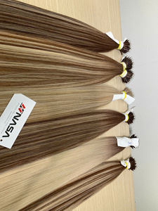 Super Double Drawn Vietnamese Hanoi Virgin Hair Bulk <b>Micro</b> Ring <b>Extensions</b> Bleached Factory Price Full Cuticle Balayage - Product Image 3