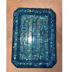 Porte-savon rectangulaire en résine transparente avec paillettes dorées, à fentes, pour salle de bain, lavabo, douche, accessoire de salle de bain, plateau de drainage - Product Image 5