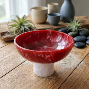 Manufacturer from Sambhal Top Trending Red White Pearl Epoxy Resin Bowl with Base for <b>Sweets</b> Fruits Eco-Friendly for <b>Parties</b> - Product Image 1
