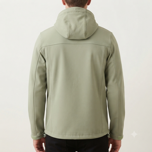 Chaqueta Cortavientos con Capucha para Hombre, Color Verde Claro, Cierre Completo, Estilo Casual, Corte Regular, Color Sólido, Material de Poliéster, para Otoño - Product Image 3