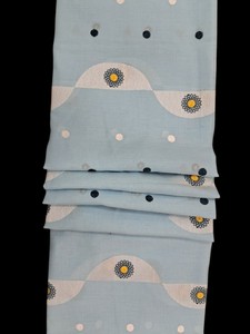 Tissu en coton bleu ciel de qualité supérieure avec broderie florale tournesol et accents à pois - Textile tissé doux et respirant - Vente chaude - Product Image 2