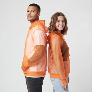 Sweat-shirt à capuche sexy en maille transparente unisexe, vêtements de nuit pour club, hauts en maille transparente, 100% polyester, sweats à capuche transparents - Product Image 4