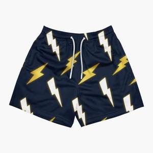 Pantalones cortos de baloncesto de malla de poliéster sublimados personalizados de alta calidad para hombre con rayos, transpirables, deportivos, para gimnasio - Product Image 3
