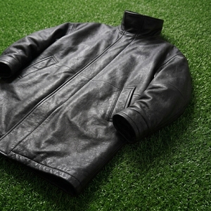 Veste de moto unisexe en cuir véritable noir pour homme, respirante, avec blocs de couleur, col à revers, fermeture éclair, coupe-vent pour l'hiver - Product Image 4